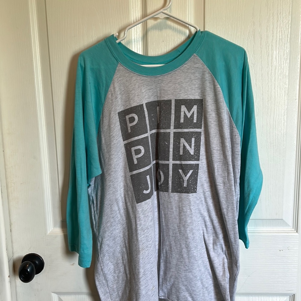 Raglan T-shirt light teal and gray